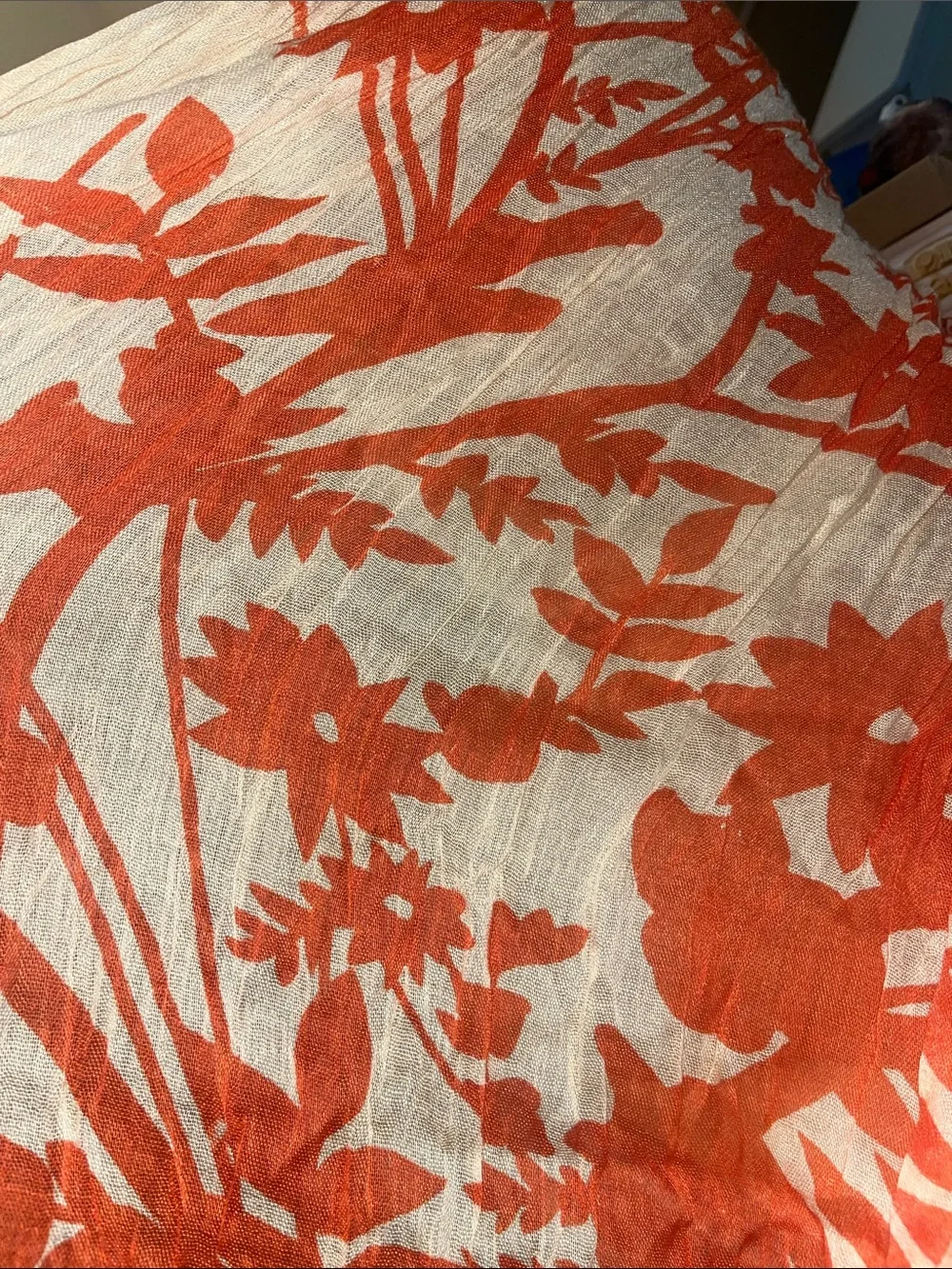 Vintage Vince Premium Lightweight Cream and Orange Floral Wrap Scarf S44